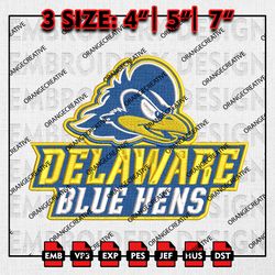 NCAA Delaware Blue Hens Logo Emb files, NCAA Embroidery Designs, 3 size, Delaware Blue Hens Machine Embroidery Digital