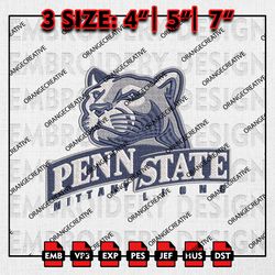Penn State Nittany Lions Mascot Emb files, NCAA Embroidery Designs, 3 size, Penn State Nittany Lions Machine Embroidery