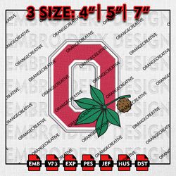 Ohio State Buckeyes Mascot Emb files, NCAA Embroidery Designs, 3 size, NCAA Ohio State Buckeyes Machine Embroidery