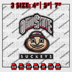 NCAA Ohio State Buckeyes Mascot Emb files, NCAA Embroidery Designs, 3 size, NCAA Ohio State Buckeyes Machine Embroidery
