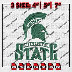 Michigan State Spartans NCAA Logo Emb files, NCAA Embroidery Designs, 3 size, NCAA Michigan State Machine Embroidery