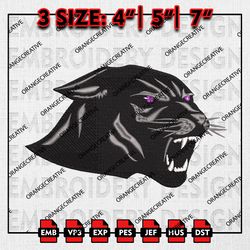 Prairie View AM Panthers Head Mascot Logo Emb files, NCAA Embroidery Designs, 3 size, Prairie View Machine Embroidery