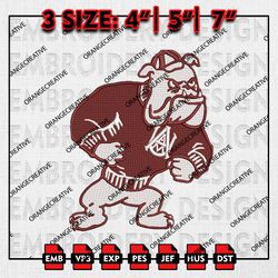 NCAA Alabama AM Bulldogs Mascot Logo Emb files, NCAA Embroidery Designs, 3 size, Alabama AM Bulldogs Machine Embroidery