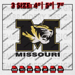 NCAA Missouri Tigers Logo Emb files, NCAA Embroidery Designs, 3 size, NCAA Missouri Tigers Machine Embroidery Digital