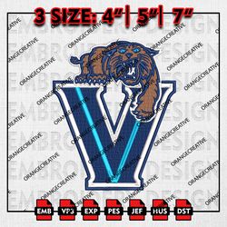 Villanova Wildcats NCAA Logo Emb files, NCAA Embroidery Designs, 3 size, NCAA Villanova Machine Embroidery Digital