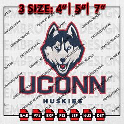 UConn Huskies NCAA Logo Emb files, NCAA Embroidery Designs, 3 size, NCAA UConn Huskies Machine Embroidery Digital