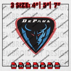 DePaul Blue Demons Logo Emb files, NCAA Embroidery Designs, 3 size, NCAA DePaul Blue Machine Embroidery Digital