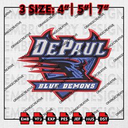 NCAA DePaul Blue Demons Emb files, NCAA Embroidery Designs, 3 size, NCAA DePaul Blue Machine Embroidery Digital