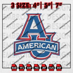 NCAA American University Eagles Logo Emb files, NCAA Embroidery Designs, 3 size, NCAA AmericanMachine Embroidery Digital