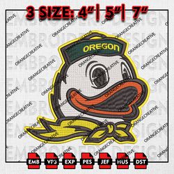 Oregon Ducks NCAA Mascot Logo Emb files, NCAA Embroidery Designs, 3 size, NCAA Oregon Ducks Machine Embroidery Digital