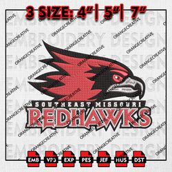 Southeast Missouri State Redhawks Logo Emb files, NCAA Embroidery Designs, 3 size, NCAA Team Machine Embroidery Digital