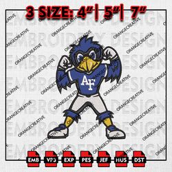 Air Force Falcons Mascot Logo Emb files, NCAA Embroidery Designs, 3 size, NCAA Air Force Machine Embroidery Digital