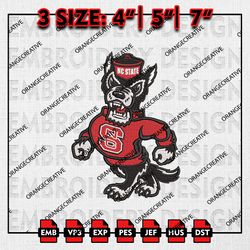 NC State Wolfpack Mascot Logo Emb files, NCAA Embroidery Designs, 3 size, NCAA NC State Machine Embroidery Digital
