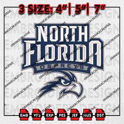 North Florida Ospreys NCAA Logo Emb files, NCAA Embroidery Designs, 3 size, NCAA Team Machine Embroidery Digital