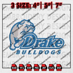NCAA Drake Bulldogs Mascot Logo Emb files, NCAA Embroidery Designs, 3 size, NCAA Drake Machine Embroidery Digital