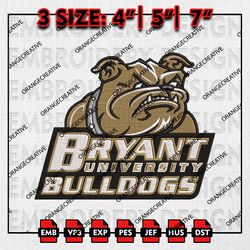 Bryant Bulldogs Mascot Logo Emb files, NCAA Embroidery Designs, 3 size, NCAA Bryant Bulldogs Machine Embroidery Digital