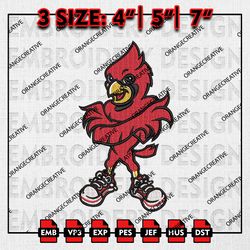 Louisville Cardinals Mascot Logo Emb files, NCAA Embroidery Designs, 3 size, NCAA Louisville Machine Embroidery Digital