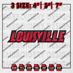 Louisville Cardinals Writing Logo Emb files, NCAA Embroidery Designs, 3 size, NCAA Louisville Machine Embroidery Digital