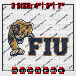 NCAA Florida International Panthers Emb files, NCAA Embroidery Designs, 3 size, NCAA Team Machine Embroidery Digital