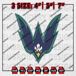 UNC Wilmington Seahawks Mascot Logo Emb files, NCAA Embroidery Designs, 3 size, NCAA Team Machine Embroidery Digital