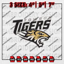 Towson Tigers Logo Emb files, NCAA Embroidery Designs, 3 size, NCAA Towson Tigers Machine Embroidery Digital