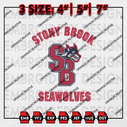 Stony Brook Seawolves NCAA Logo Emb files, NCAA Embroidery Designs, 3 size, NCAA Team Machine Embroidery Digital