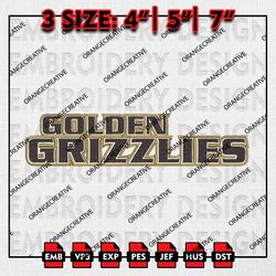 Oakland Golden Grizzlies Word Logo Emb files, NCAA Embroidery Designs, NCAA Oakland Golden Machine Embroidery Digital