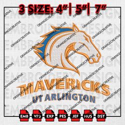 UT Arlington Mavericks Logo Emb Designs, NCAA Embroidery Files, NCAA UT Arlington Mavericks Mascot Machine Embroidery