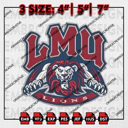 Loyola Marymount Lions Logo Emb Designs, NCAA Embroidery Files, NCAA Loyola Marymount Lions Mascot Machine Embroidery