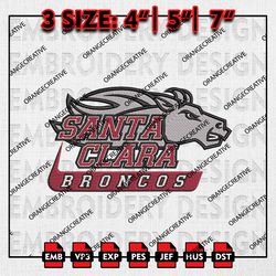 Santa Clara Broncos Logo Ncaa Emb Designs, NCAA Embroidery Files, NCAA Santa Clara Broncos Mascot Machine Embroidery