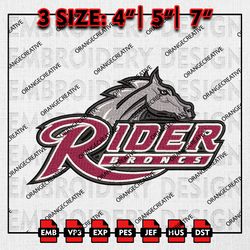 Rider Broncs Logo Emb Designs, NCAA Embroidery Files, NCAA Rider Broncs Mascot Machine Embroidery