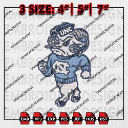 North Carolina Tar Logo Emb Designs, NCAA Embroidery Files, NCAA North Carolina Tar Heels Mascot Machine Embroidery