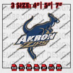 Akron Zips NCAA Logo Team Emb Design, NCAA Embroidery Files, NCAA Akron Zips Mascot Machine Embroidery