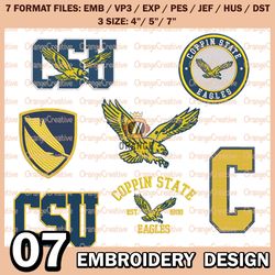 7 Coppin State Eagles Logo Bundle Emb files, NCAA Coppin StateEmbroidery Designs, Bundle NCAA Machine Embroidery Digital