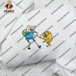 Finn & Jake Embroidered Crewneck, Y2K Adventure Time Stitched T-shirt, Personal Cartoon Embroidered Hoodie, Unisex Shirt