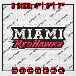 Miami RedHawks Word Logo Emb Design, NCAA Embroidery Files, NCAA Miami RedHawks Word Machine Embroidery