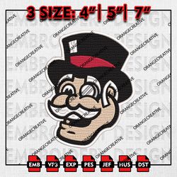 Austin Peay Governors NCAA Head Mascot Logo Emb Design, NCAA Embroidery Files, NCAA 3 sizes Machine Embroidery