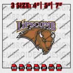 Lipscomb Bisons NCAA Logo Emb Design, NCAA Embroidery Files, NCAA Lipscomb Bisons 3 sizes Machine Embroidery
