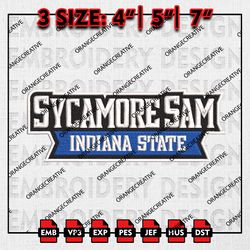 Indiana State Sycamores NCAA Word Logo Emb Design, NCAA Embroidery Files, NCAA Indiana State 3 sizes Machine Embroidery