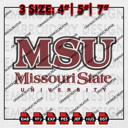 Missouri State Bears Word Logo Emb Design, NCAA Embroidery Files, NCAA Missouri State Bears 3 sizes Machine Embroidery