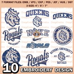 10 Queens University Royals Logo Bundle Emb files, NCAA Embroidery Designs, Bundle NCAA Machine Embroidery Digital