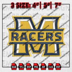 Murray State Racers Word Logo Emb Design, NCAA Embroidery Files, NCAA Murray State Racers 3 sizes Machine Embroidery