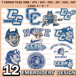 12 Central Connecticut Blue Devils Logo Bundle Emb files, NCAA Bundle Embroidery Designs, NCAA Logo Machine Embroidery