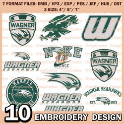 10 Wagner Seahawks Logo Bundle Emb files, NCAA Wagner Seahawks Bundle Embroidery Designs, NCAA Logo Machine Embroidery
