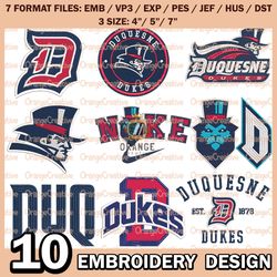 10 Duquesne Dukes Logo Bundle Emb files, NCAA Duquesne Dukes Bundle Embroidery Designs, NCAA Logo Machine Embroidery
