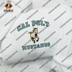Cal Poly Mustangs Mascot Embroidered Crewneck, NCAA Cal Poly Mustangs Embroidered Hoodie, NCAA Embroidered Shirt