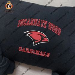 NCAA Incarnate Word Cardinals Embroidered Crewneck, NCAA Team Logo Embroidered Hoodie, NCAA Embroidered Shirt