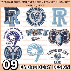 9 Rhode Island Rams Logo Bundle Emb files, NCAA Team Bundle Embroidery Designs, NCAA Logo Machine Embroidery