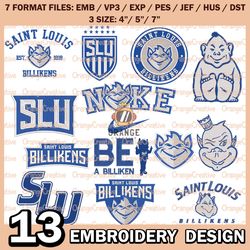 13 Saint Louis Billikens Logo Bundle Emb files, NCAA Team Bundle Embroidery Designs, NCAA Logo Machine Embroidery