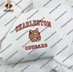 Charleston Cougars NCAA Embroidered Tee, NCAA Team Logo Embroidered Hoodie, NCAA Embroidered Sweatshirt